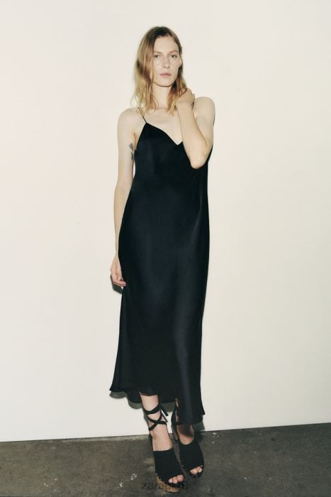 Zara mujer vestido lencero BDP8J833 ropa negro