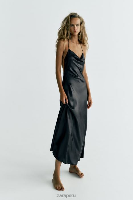 Zara mujer vestido lencero metalizado BDP8J934 ropa negro