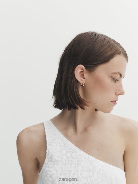 Zara mujer vestido midi de popelina asimétrico BDP8J859 ropa blanco