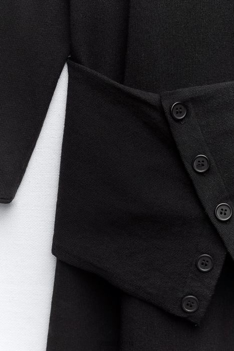 Zara mujer vestido midi tejido con fajín BDP8J228 ropa negro