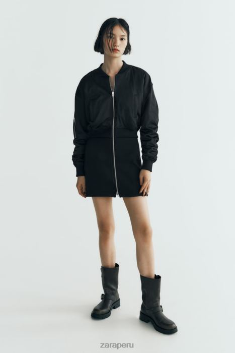 Zara mujer vestido mini bomber BDP8J241 ropa negro