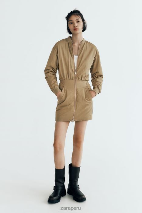 Zara mujer vestido mini bomber BDP8J242 ropa verde oliva