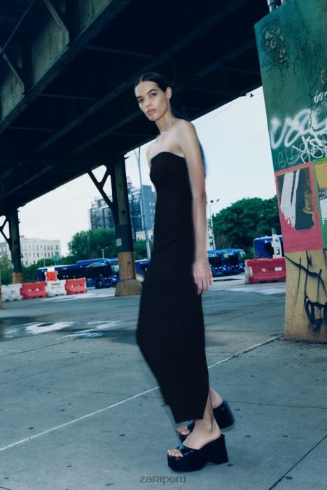 Zara mujer vestido vaquero sin tirantes zw BDP8J237 ropa negro