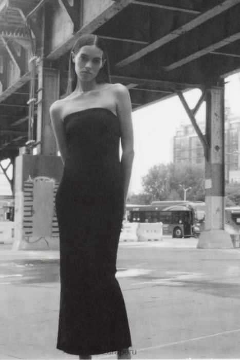 Zara mujer vestido vaquero sin tirantes zw BDP8J237 ropa negro