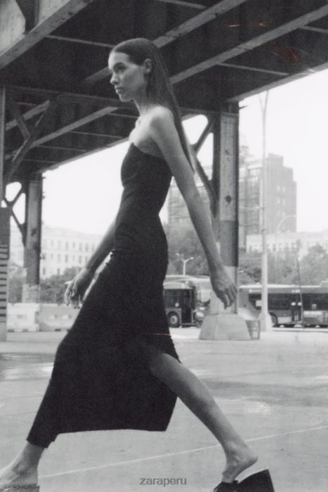 Zara mujer vestido vaquero sin tirantes zw BDP8J237 ropa negro