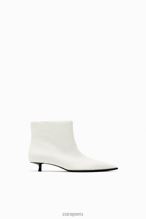Zara mujer botines con tacón gatito BDP8J730 calzado blanco