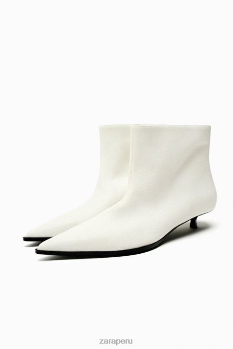 Zara mujer botines con tacón gatito BDP8J730 calzado blanco