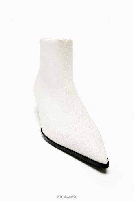 Zara mujer botines con tacón gatito BDP8J730 calzado blanco