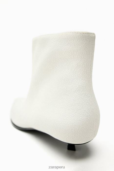 Zara mujer botines con tacón gatito BDP8J730 calzado blanco