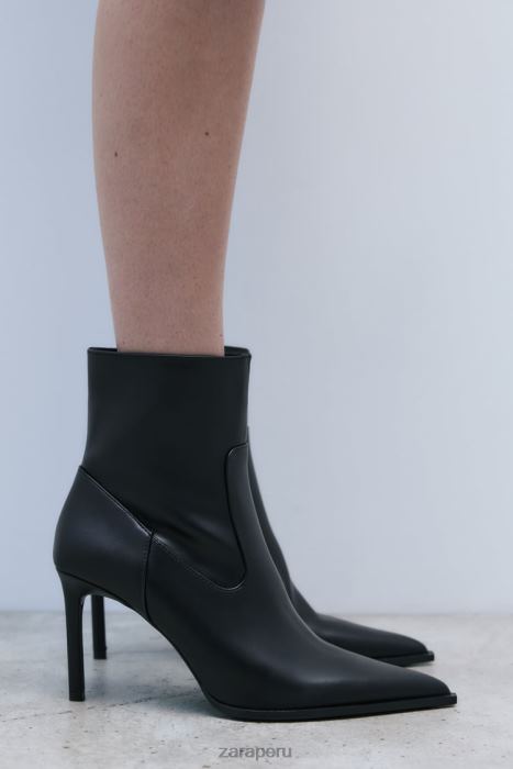 Zara mujer botines con tacón y puntera en punta BDP8J732 calzado negro