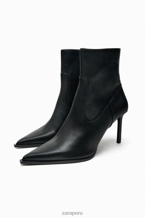 Zara mujer botines con tacón y puntera en punta BDP8J732 calzado negro