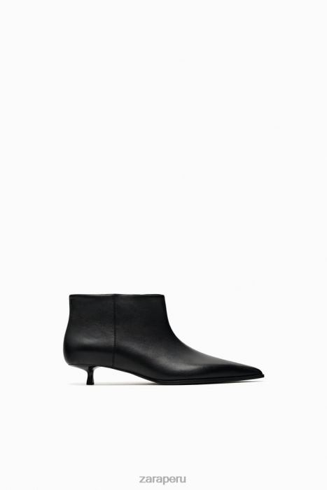 Zara mujer botines de cuero con tacón gatito BDP8J729 calzado negro