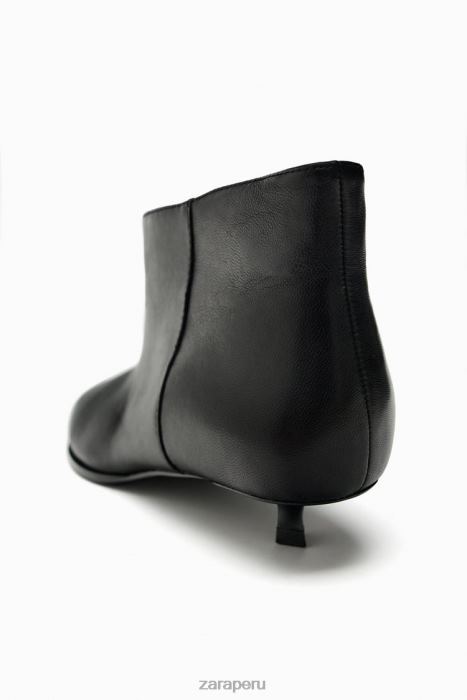 Zara mujer botines de cuero con tacón gatito BDP8J729 calzado negro