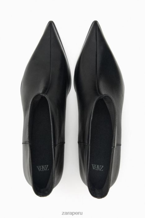 Zara mujer botines de cuero con tacón gatito BDP8J729 calzado negro