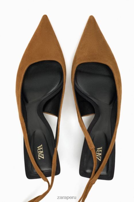 Zara mujer tacones con tira trasera y cordones BDP8J736 calzado marrón