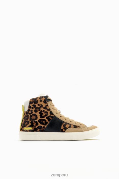 Zara mujer zapatillas altas de piel con estampado animal BDP8J733 calzado leopardo