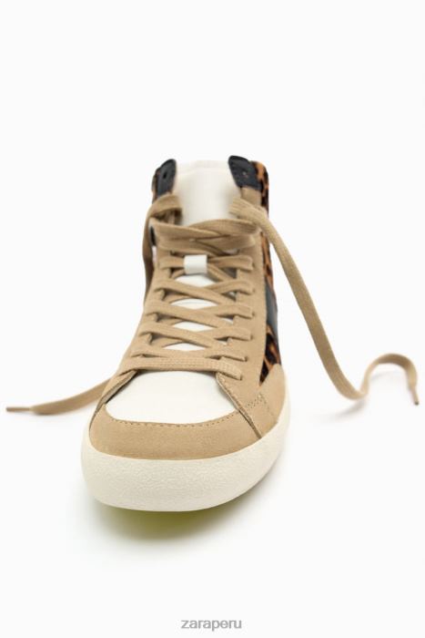 Zara mujer zapatillas altas de piel con estampado animal BDP8J733 calzado leopardo