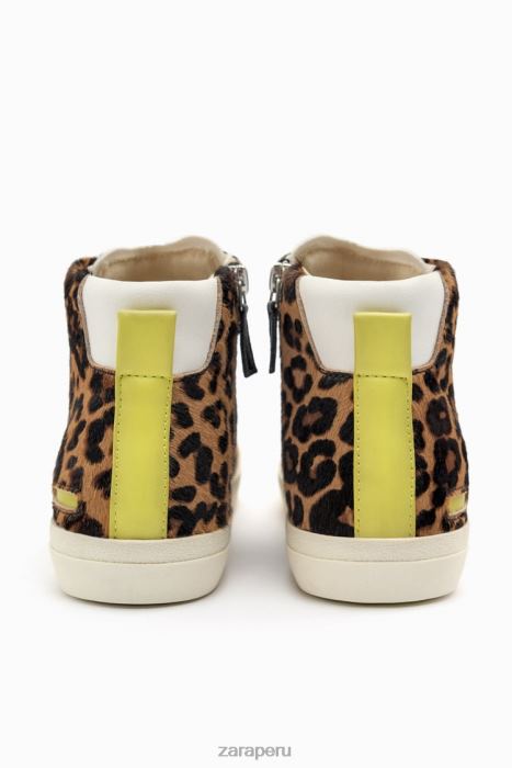Zara mujer zapatillas altas de piel con estampado animal BDP8J733 calzado leopardo