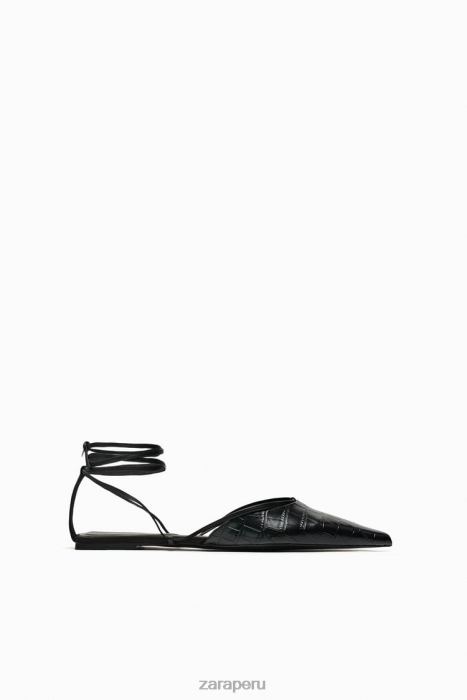 Zara mujer zapatos con cordones y tacón abierto BDP8J737 calzado negro