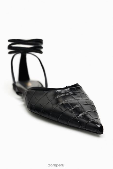 Zara mujer zapatos con cordones y tacón abierto BDP8J737 calzado negro