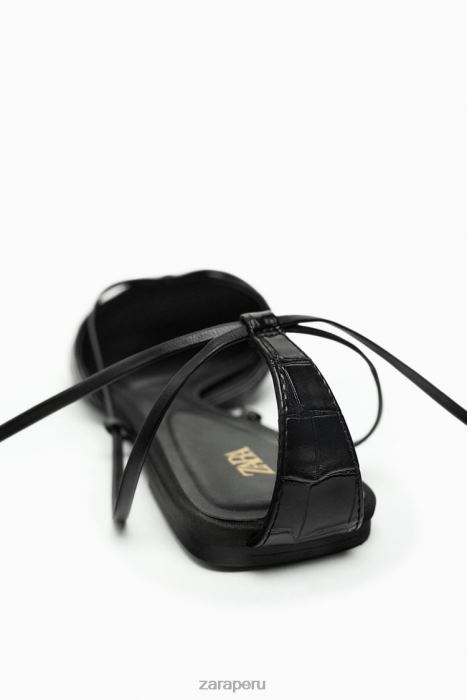 Zara mujer zapatos con cordones y tacón abierto BDP8J737 calzado negro