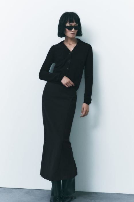 Zara mujer Jersey polo de punto 100% lana BDP8J268 ropa negro