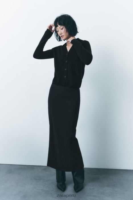 Zara mujer Jersey polo de punto 100% lana BDP8J268 ropa negro