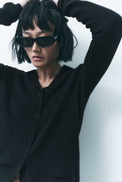 Zara mujer Jersey polo de punto 100% lana BDP8J268 ropa negro