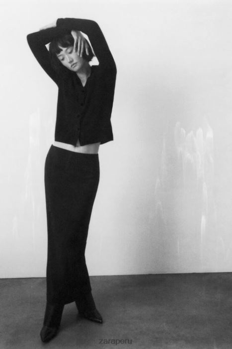 Zara mujer Jersey polo de punto 100% lana BDP8J268 ropa negro