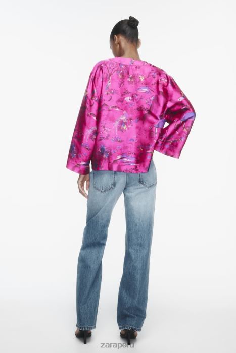 Zara mujer camisa tipo kimono estampada BDP8J275 ropa multicolor