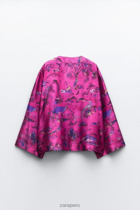 Zara mujer camisa tipo kimono estampada BDP8J275 ropa multicolor