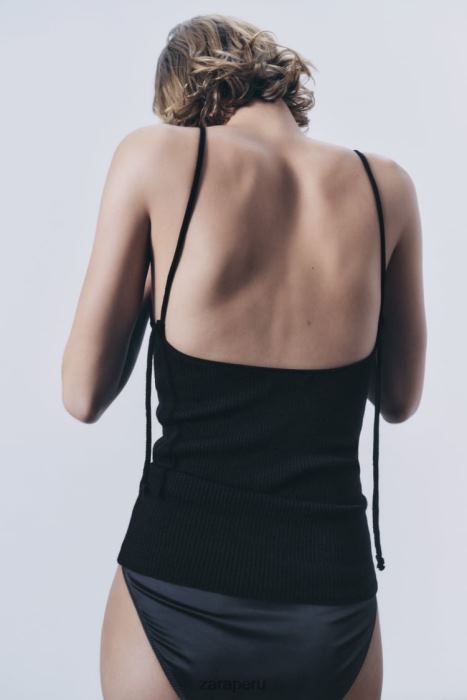 Zara mujer camiseta sin mangas de punto BDP8J830 ropa negro
