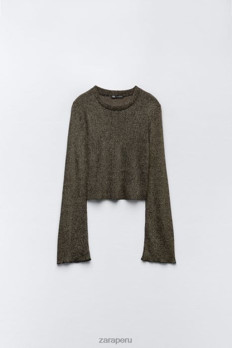 Zara mujer crop top con hilo metalizado BDP8J247 ropa oro