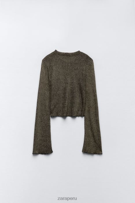 Zara mujer crop top con hilo metalizado BDP8J247 ropa oro
