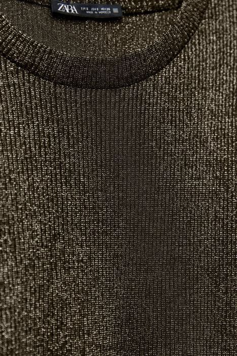 Zara mujer crop top con hilo metalizado BDP8J247 ropa oro