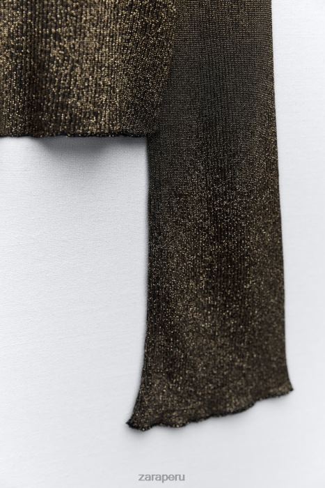 Zara mujer crop top con hilo metalizado BDP8J247 ropa oro