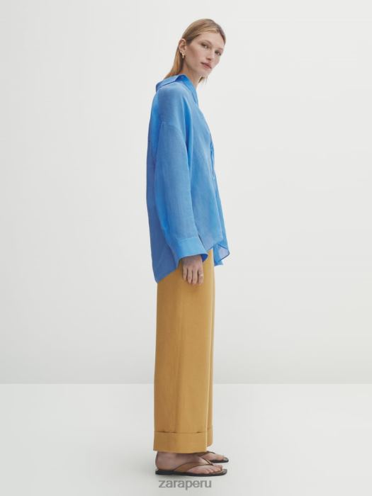 Zara mujer pantalones de traje con dobladillo vuelto BDP8J840 ropa champán