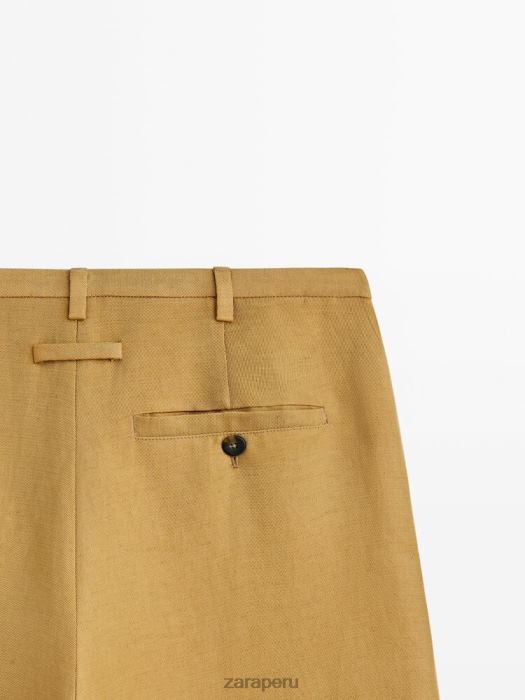 Zara mujer pantalones de traje con dobladillo vuelto BDP8J840 ropa champán