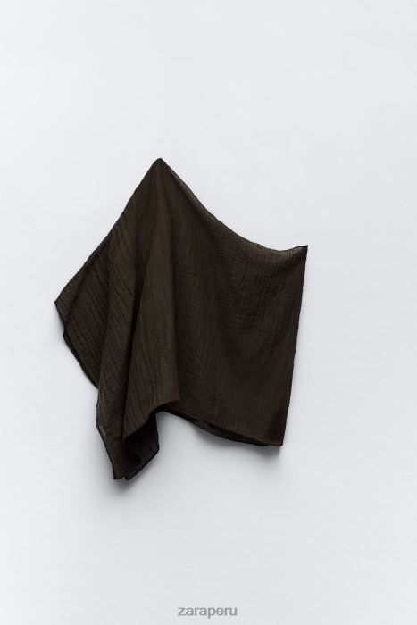 Zara mujer top asimétrico en mezcla de lino BDP8J280 ropa marron oscuro