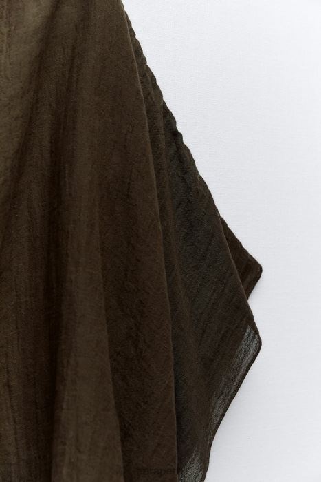 Zara mujer top asimétrico en mezcla de lino BDP8J280 ropa marron oscuro