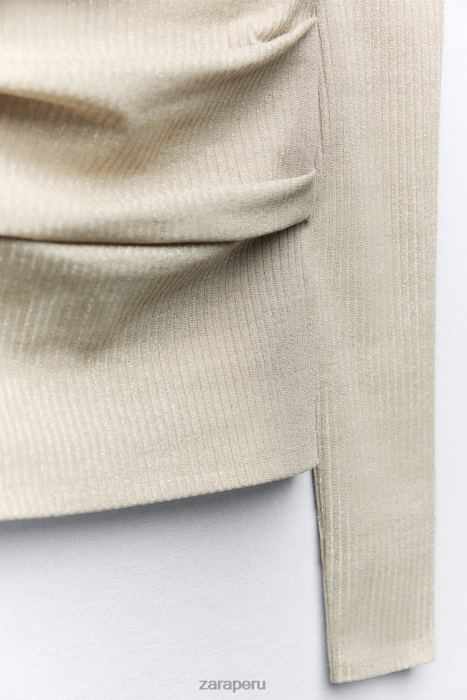 Zara mujer top bandeau con hilo metalizado BDP8J248 ropa dorado