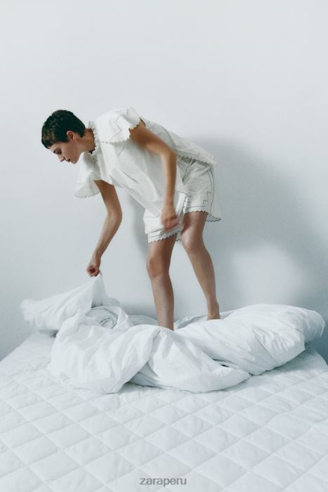 Zara mujer top bordado en contraste BDP8J828 ropa blanco