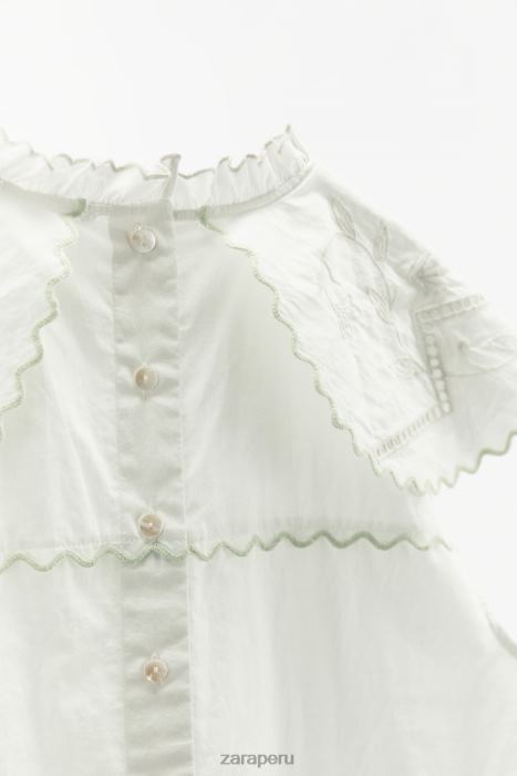 Zara mujer top bordado en contraste BDP8J828 ropa blanco