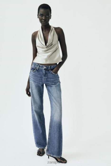 Zara mujer top con efecto satinado BDP8J284 ropa oro suave