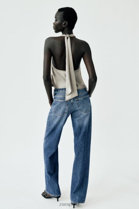 Zara mujer top con efecto satinado BDP8J284 ropa oro suave