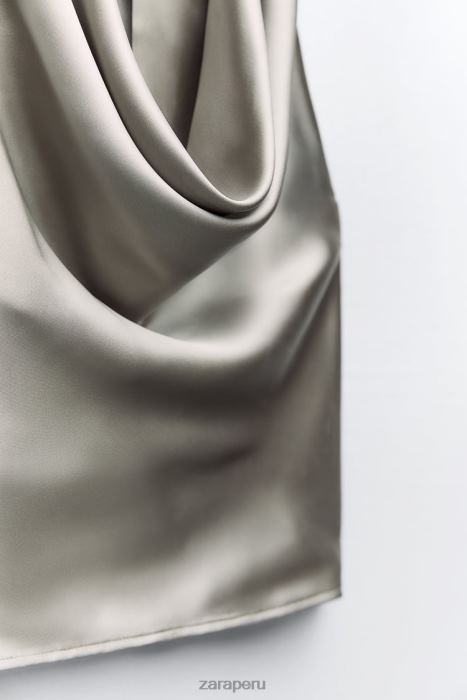 Zara mujer top con efecto satinado BDP8J284 ropa oro suave