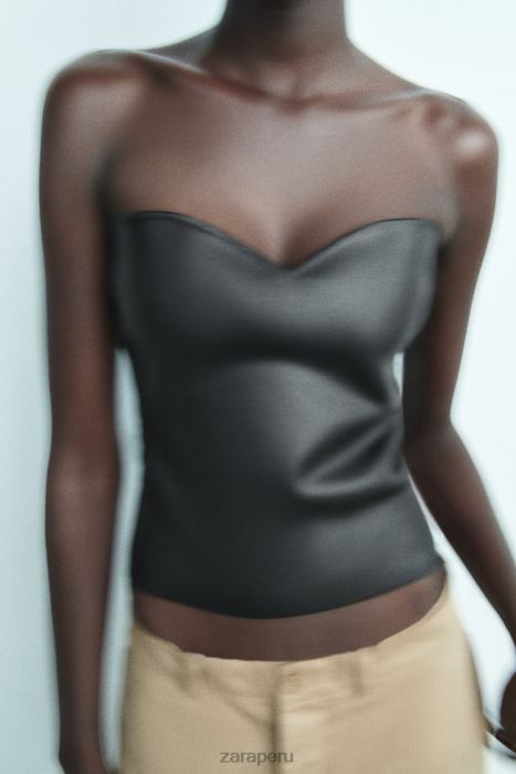 Zara mujer top corpiño de punto BDP8J267 ropa negro