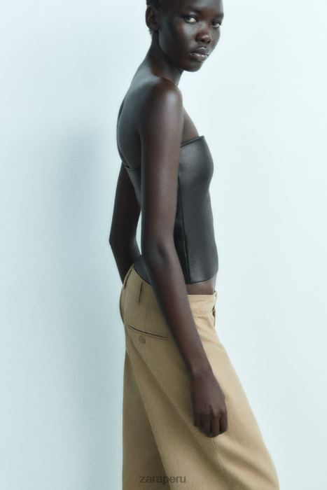 Zara mujer top corpiño de punto BDP8J267 ropa negro