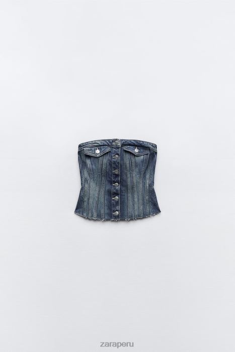 Zara mujer top corsé denim trf BDP8J281 ropa azul