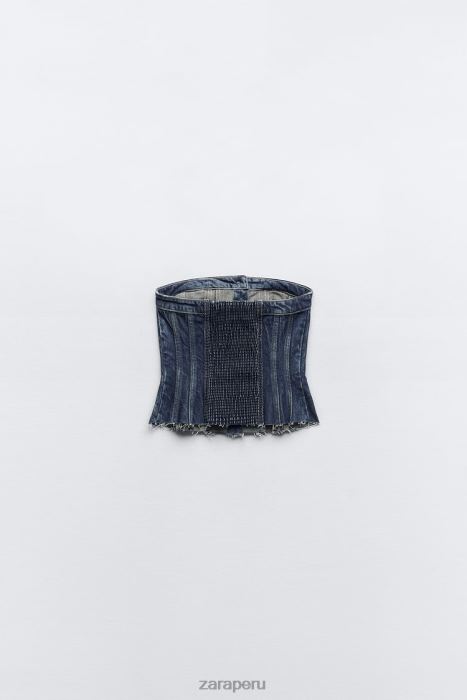 Zara mujer top corsé denim trf BDP8J281 ropa azul